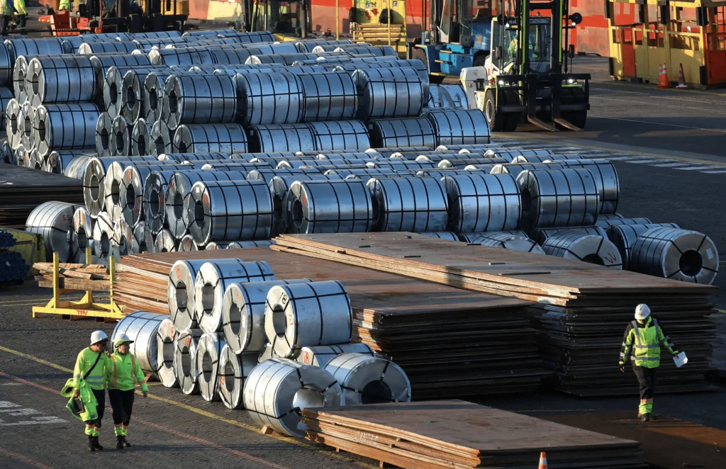 Inside the Tangshan steel warehouse
