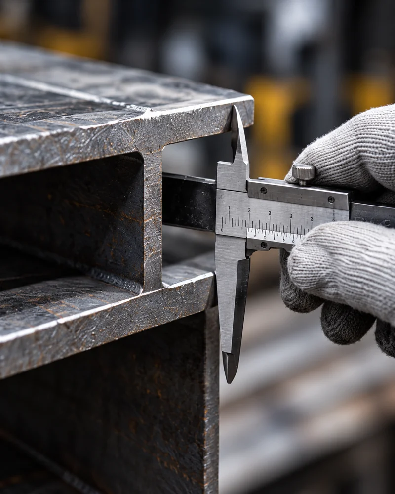 Illustrative close-up of a steel quality inspection